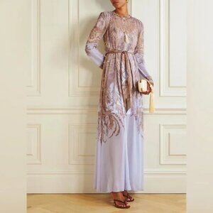 ZIMMERMANN Belted printed chiffon maxi dress